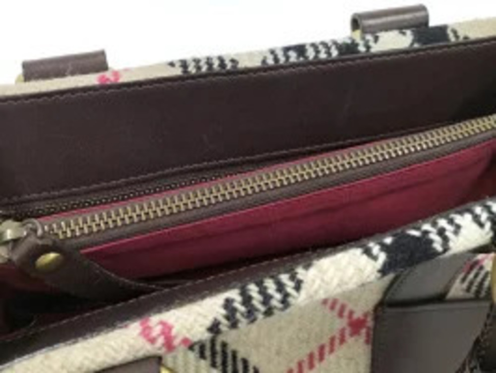 Burberry beige handbag check wool brown leather Nova dark - Picture 8 of 9
